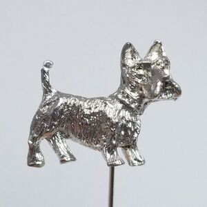 Vintage Scottie Dog Scottish Terrier Stick Pin Brooch, Silver Tone Lapel Pin